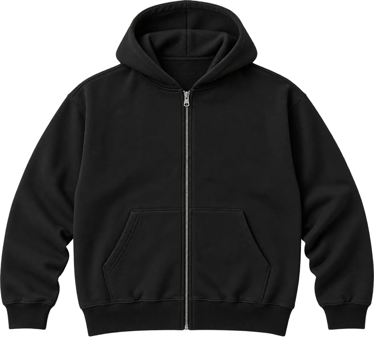 Realistic black zip-up hoodie